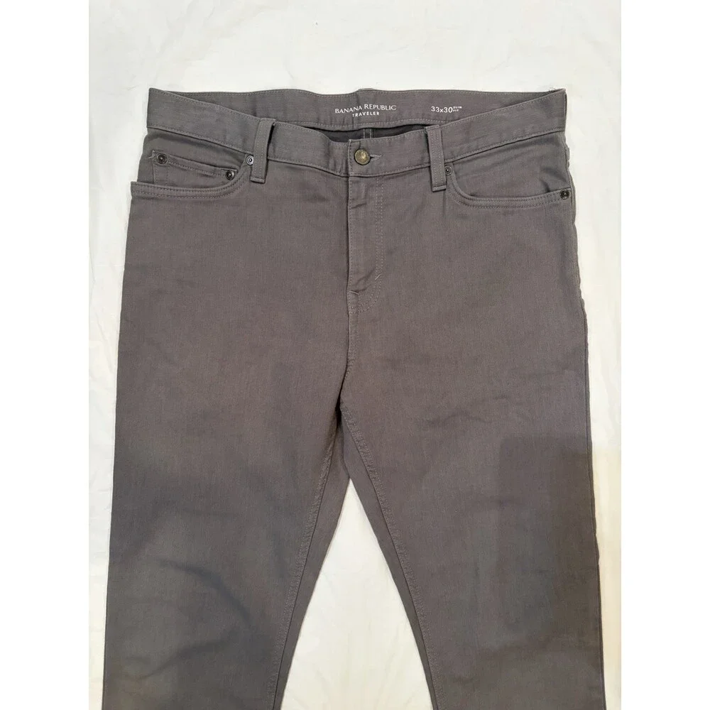 Banana Republic Jeans Men's 33x30 Grey Traveler Slim Fit 5-Pocket